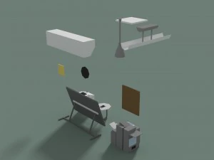 low poly office miscellaneous items 3D Model