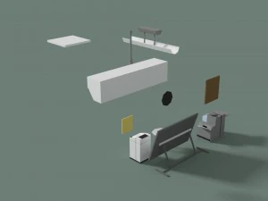 low poly office miscellaneous items 3D Model