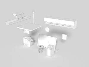 low poly office miscellaneous items 3D Model
