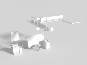 low poly office miscellaneous items 3D Model