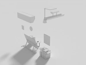 low poly office miscellaneous items 3D Model