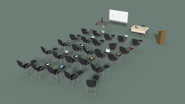low poly office conference hall Modello 3D .c4d .max .obj .3ds .fbx .stl .blend 