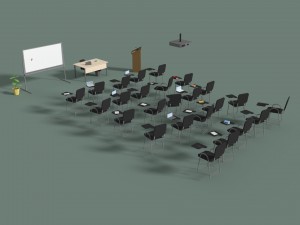 low poly office conference hall Modello 3D