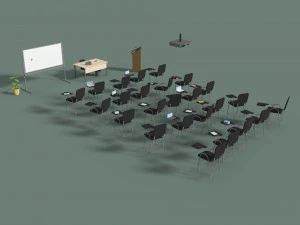 low poly office conference hall 3D Model