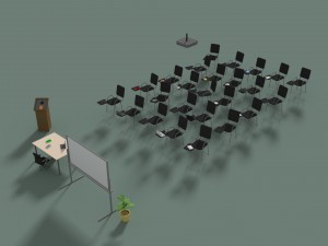 low poly office conference hall Modello 3D