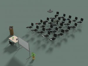 low poly office conference hall 3D Model