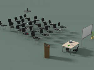 low poly office conference hall 3D Model