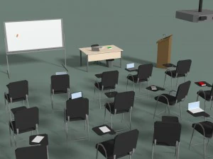 low poly office conference hall 3D Model