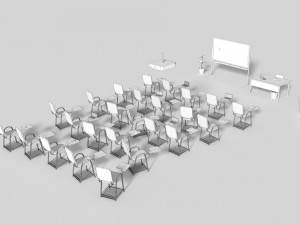low poly office conference hall Modello 3D
