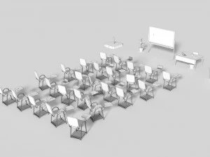 low poly office conference hall 3D Model