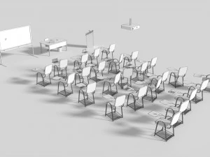 low poly office conference hall 3D Model