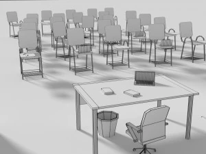 low poly office conference hall 3D Model