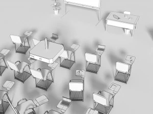 low poly office conference hall 3D Model