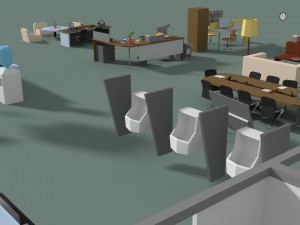 low poly office interior set Modello 3D