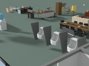 low poly office interior set 3D Model