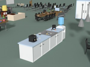 low poly office interior set Modello 3D