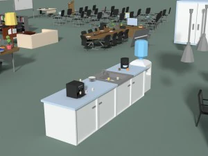 low poly office interior set 3D Model