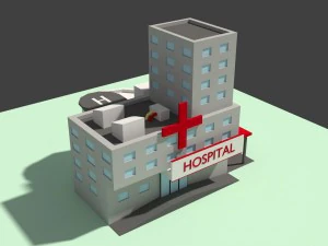 laag poly ziekenhuis 3D Model