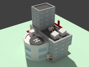 low poly hospital Modelo 3D