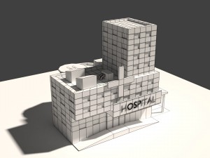 low poly hospital Modelo 3D