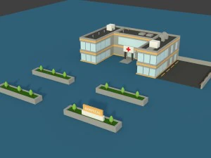 low poly hospital 2 3D Model