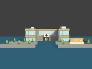 low poly hospital 2 3D Model
