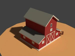 low poly cartoony granary 3D Model
