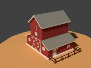 low poly cartoony granary 3D Model