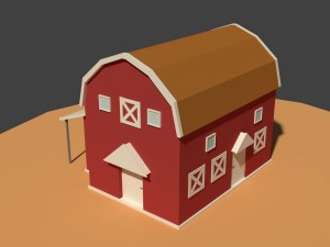 low poly cartoony granary 2 3D Model