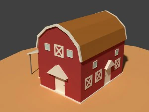 low poly cartoony granary 2 3D Model