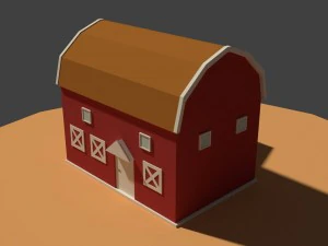 low poly cartoony granary 2 3D Model
