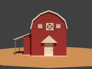 low poly cartoony granary 2 Modelo 3D