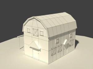 low poly cartoony granary 2 3D Model