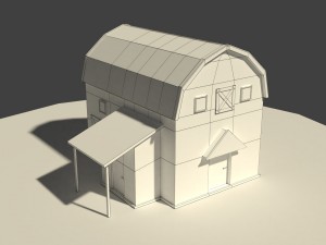low poly cartoony granary 2 Modelo 3D