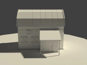low poly cartoony granary 2 3D Model