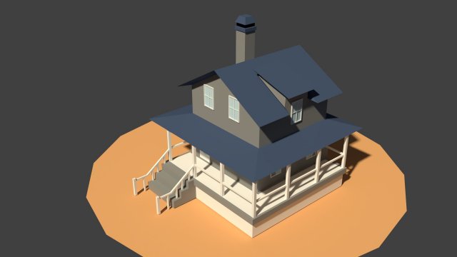 low poly farm house 3D Model .c4d .max .obj .3ds .fbx .stl .blend 