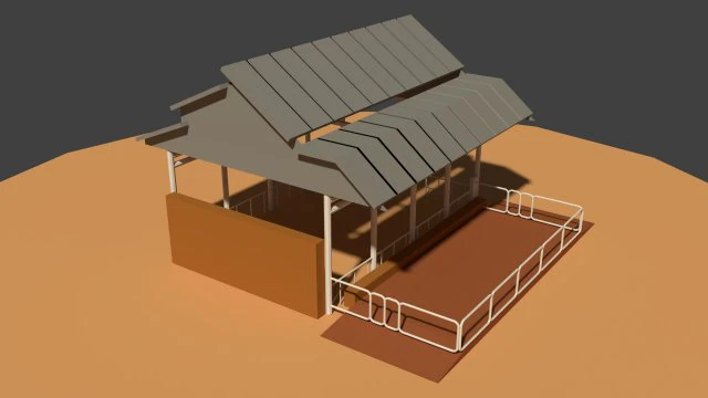 low poly cowshed 3D Model .c4d .max .obj .3ds .fbx .stl .blend 