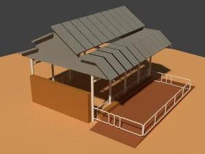 low poly cowshed 3D Model