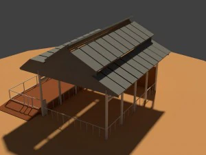 low poly cowshed 3D Model