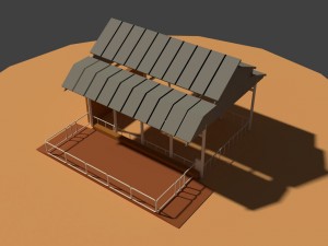 low poly cowshed 3D मॉडल