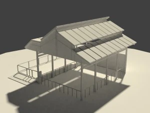 low poly cowshed 3D Model