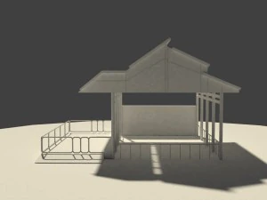 low poly cowshed 3D Model