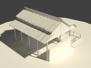 low poly cowshed 3D Model