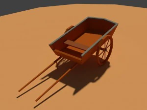 low poly farm cart 3D Model