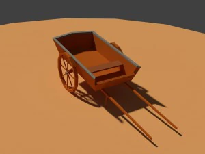 low poly farm cart 3D Model
