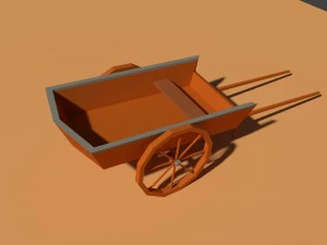 low poly farm cart 3D Model