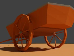 low poly farm cart 3D Model