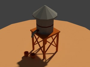 low poly farm well Modello 3D