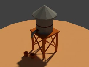 low poly farm well 3D Model