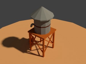 low poly farm well Modello 3D